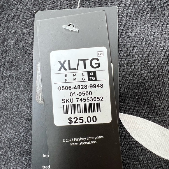 COPY - PLAYBOY Gray Cropped Hoodie Sweatshirt size XL and Black hoodie size XL - Picture 4 of 5